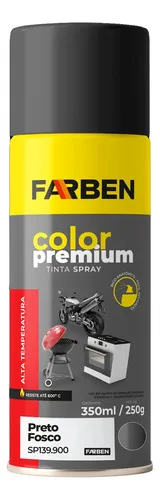 Imagen de Pintura En Aerosol Color Premium - Farben (alta Temperatura) Negro Mate Alta Temperatura