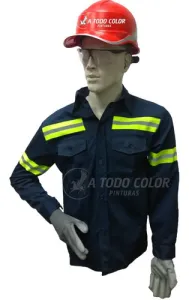Camisa De Trabajo Manga Larga Con Reflectivo Azul Marino Xxxl imagen 1